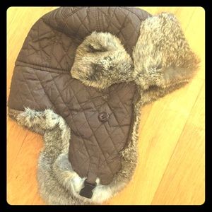 Rabbit fur trim hat